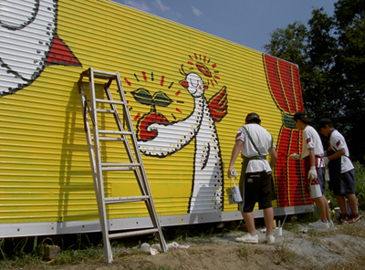 壁画制作の進行